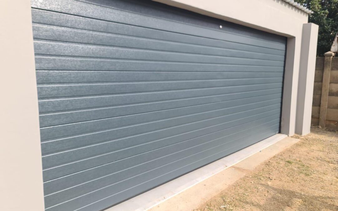 Double Charcoal Slatted Aluzinc Garage Door