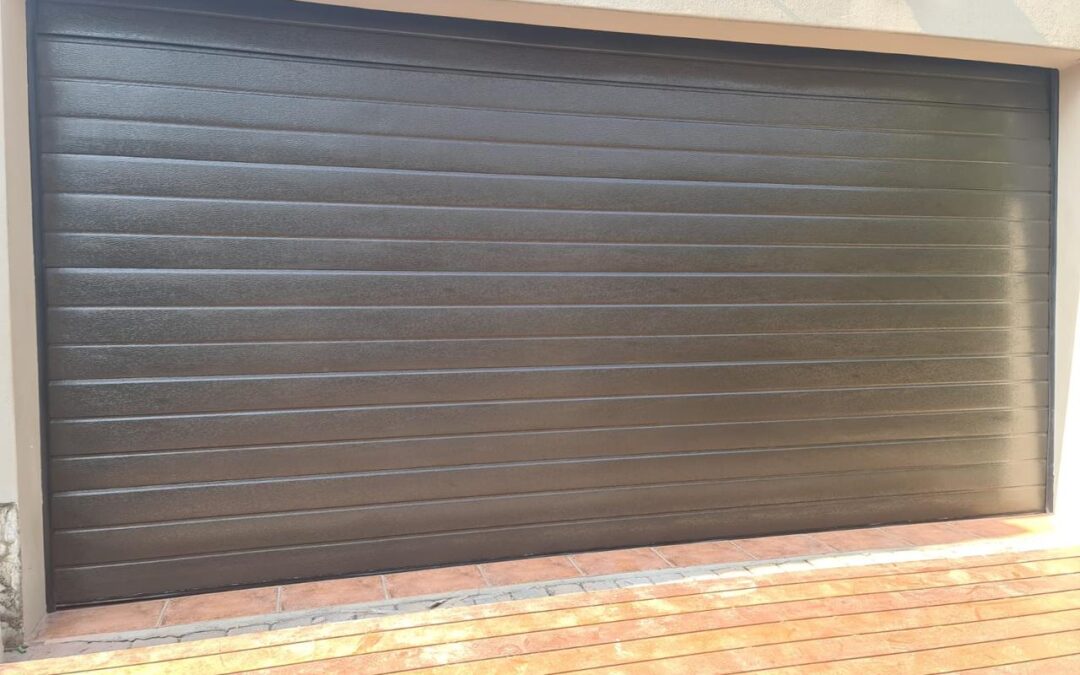Double Bronze Slatted Aluzinc Garage Door