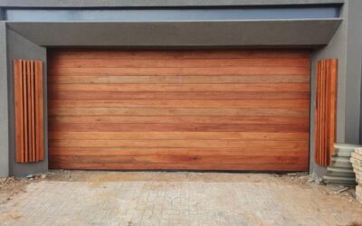 Double Slatted Meranti Garage Door